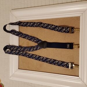 Suspenders Navy, black & off white pattern